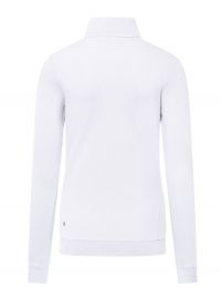 Damen Zip-Longsleeve in Weiß mit 1/3-Zip und schwarzem Reißverschluss